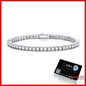 Sterling Silver Moissanite Tennis Bracelet 7" Anniversary Gift